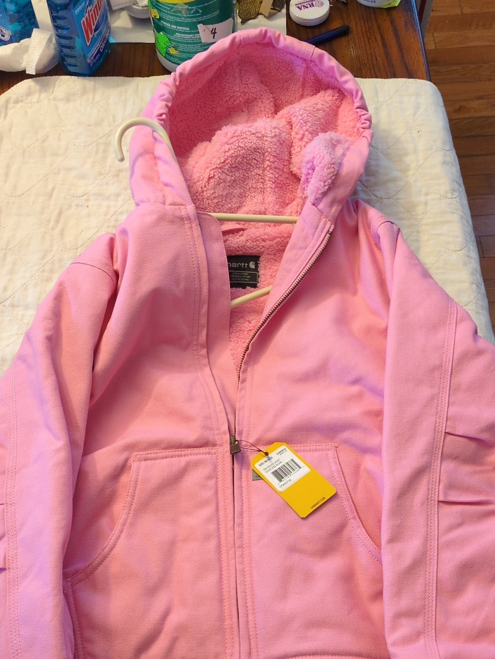 Carhartt Pink Hooded Sherpa-Lined Jacket
